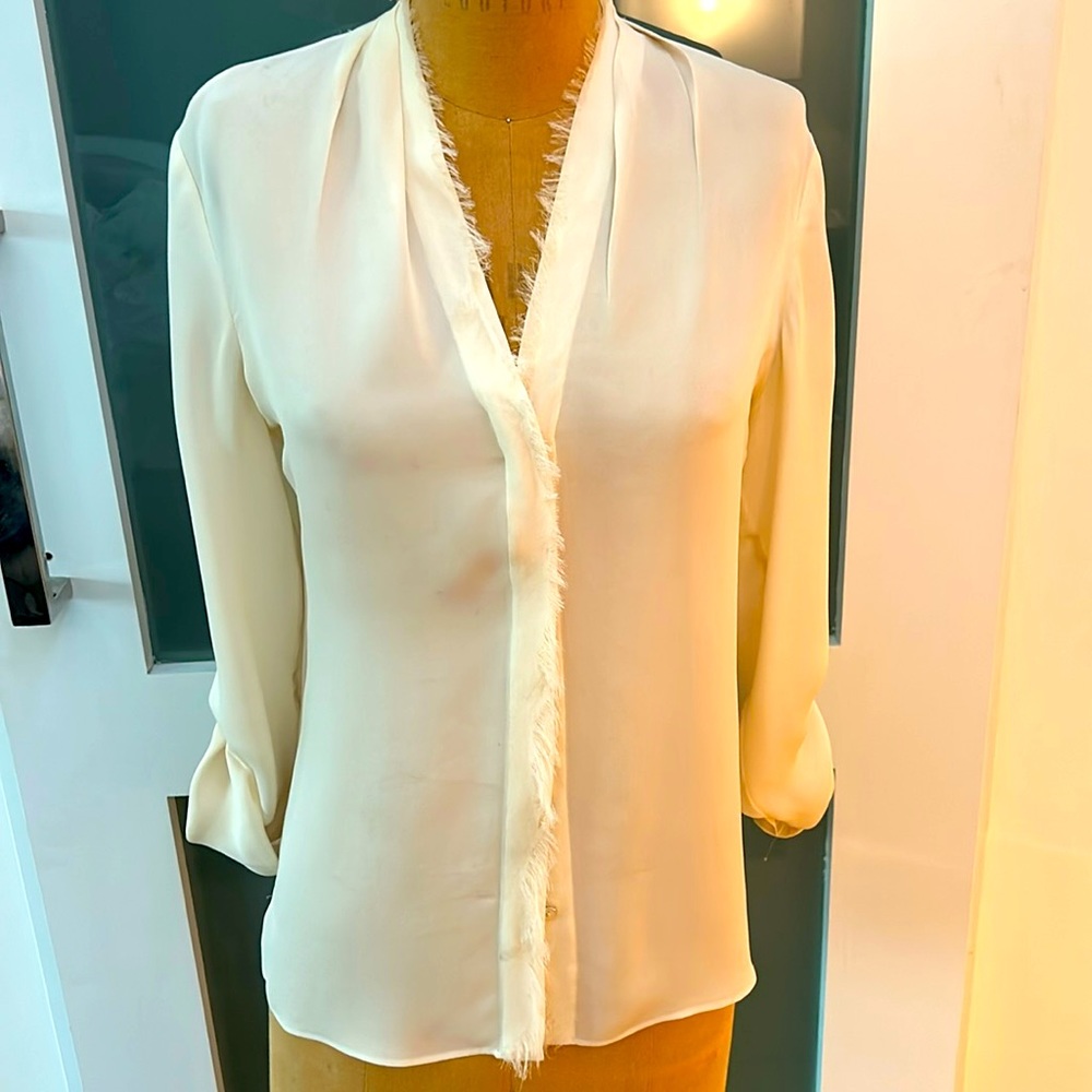 Elie Tahari Silk Fringe blouse